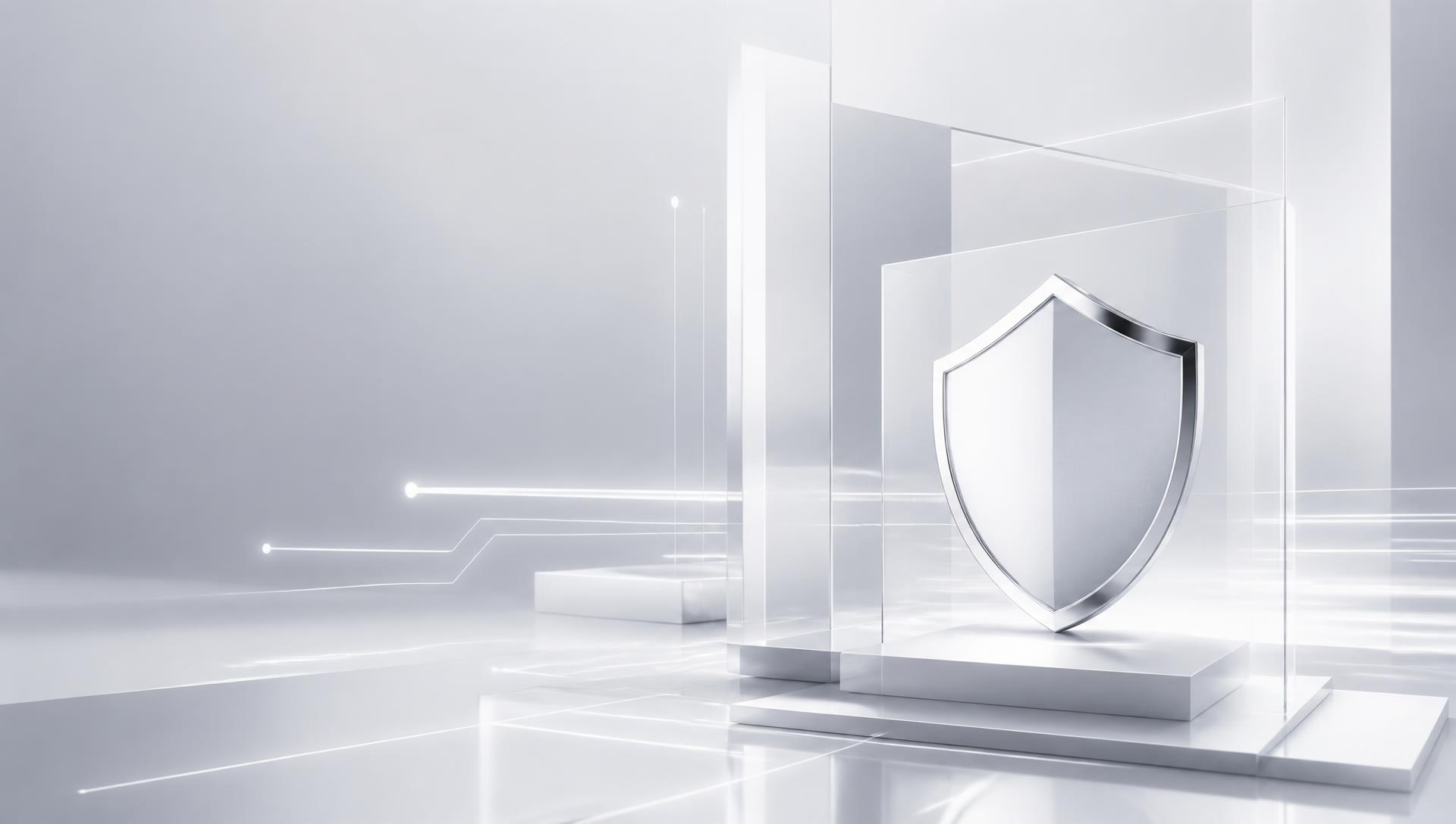 Composição tecnológica em vidro e cromo representando proteção de dados